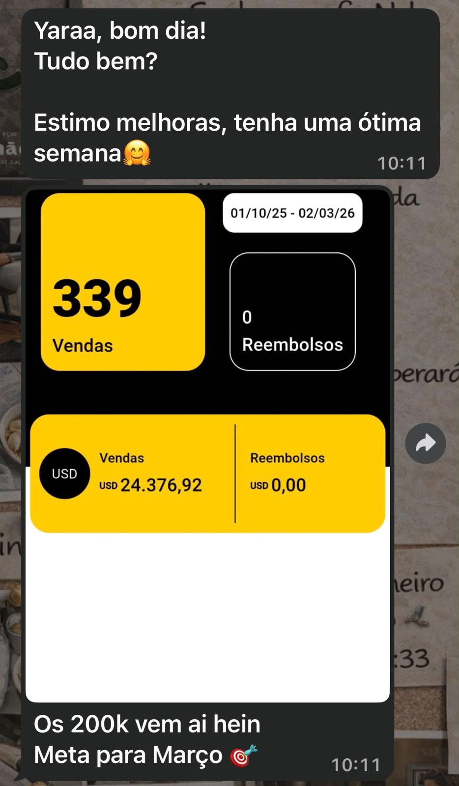 Aluna com 339 vendas e USD 24.376,92 faturados
